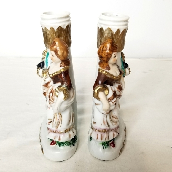 2 Vintage Beautiful Victorian Handpainted Del Coronado Porcelain Candle Holders main image 3